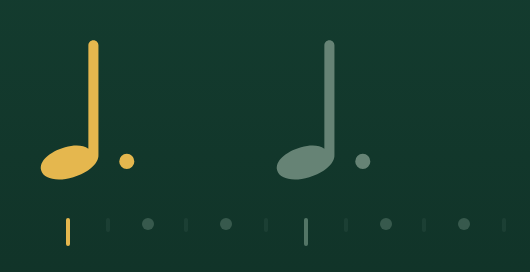Two dotted-quarter notes above the 6/8 rhythm marks.